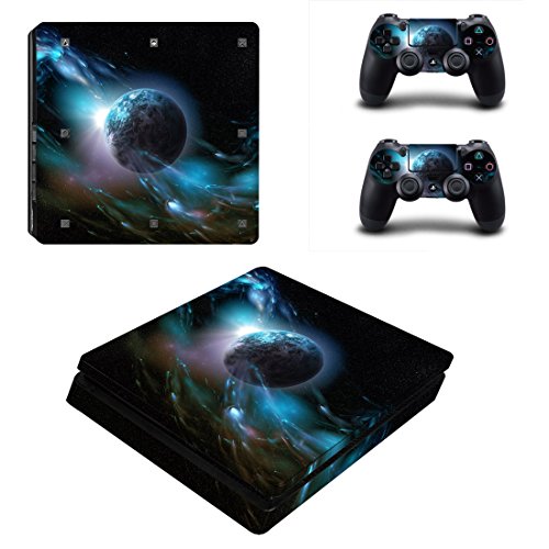Wondder PS4 Slim Haut Aufkleber, Schutz Vinyl Aufkleber Haut Aufkleber für PS4 Slim Konsole + 2 Controller Skins + 2 x Silikon Daumen Griffe (Farbe 18) von Wondder
