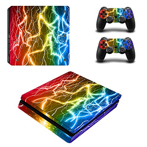 Wondder PS4 Slim Haut Aufkleber, Schutz Vinyl Aufkleber Haut Aufkleber für PS4 Slim Konsole + 2 Controller Skins + 2 x Silikon Daumen Griffe (Farbe 9) von Wondder