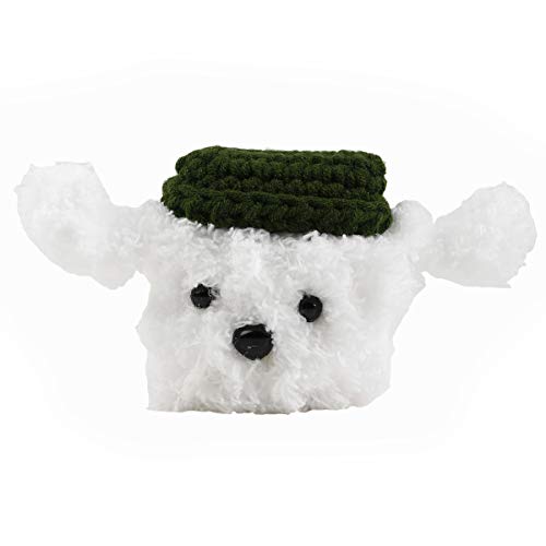 Wondee Global Services Hülle für Airpods 1 y 2 mit Silion Inneres und Crochet außen mit Hund mit Sombrero Schwarz Weiß Design von WONDEE