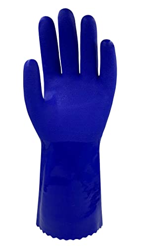 Wonder Grip OP-600L Opty - Chemiekalienschutzhandschuhe, Arbeitshandschuhe beständig gegen Öl und Chlorsäurebeständig, dreifache PVC Beschichtung, Anti-Rutsch Schutzhandschuhe, gr M / 8, Blau von Wonder Grip