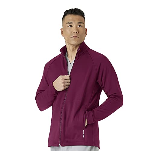 WonderWink Herren Fleecejacke mit durchgehendem Reißverschluss, Wein, S von WonderWink