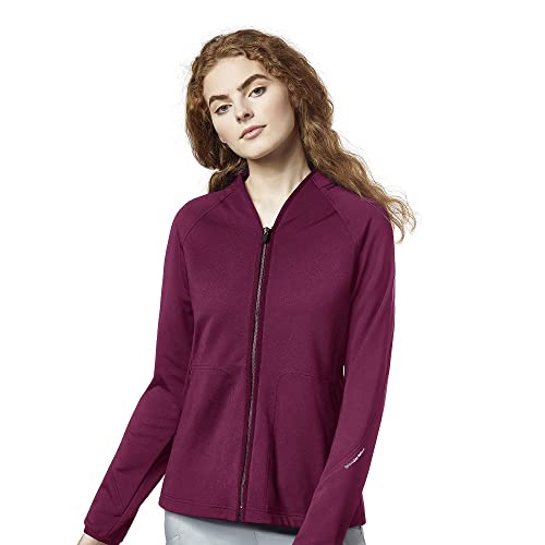 WonderWink Layers Damen 8209 Fleecejacke mit durchgehendem Reißverschluss, Wein, XS von WonderWink