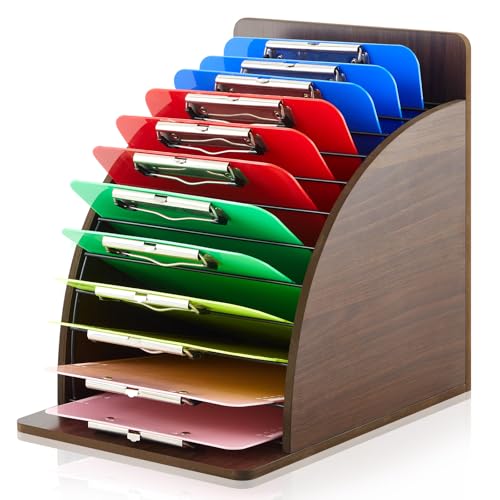 Wonderjune Holz-Klemmbretthalter, Aufbewahrung, Metallregal mit erhöhtem Seitenteil, Klemmbrett Organisation für Klassenzimmer, Büro, Schule, Lehrer, Klemmbretter nicht im Lieferumfang enthalten Wonderjune Holz-Klemmbretthalter, Aufbewahrung, Metallregal mit erhöhtem Seitenteil, Klemmbrett Organisation für Klassenzimmer, Büro, Schule, Lehrer, Klemmbretter nicht im Lieferumfang enthalten von Wonderjune