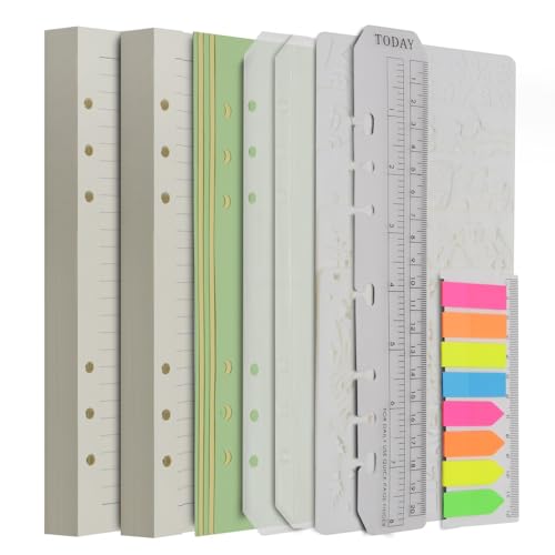Wonderpool 320 Seiten Linie Papier mit 5 Farbigen Binder Teilern,2 Binder Taschen,160 Flaggen Index,1 Lesezeichen,5 Schablonen für Nachfüllbaren Notizbuch Tagebücher Planer (A5) von Wonderpool