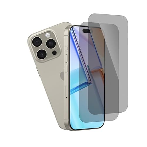 Wondoner [2 Stück] für Folie iPhone 16 Pro Blickschutz, Unzerbrechlich für Panzerglas iPhone 16 Pro Anti Spy Schutzfolie, Hohe Transparenz Antifouling Privacy Displayschutz Schutzglas von Wondoner