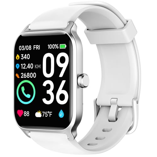 Smartwatch (Anrufe tätigen und empfangen), 1.8" Smartwatch Damen mit Alexa integriertem Herzfrequenzmesser/Schlaf/SpO2, Smartwatch mit Nachrichtenbenachrichtigungen, IP68 wasserdicht, 100+ Sportmodi von Woneligo