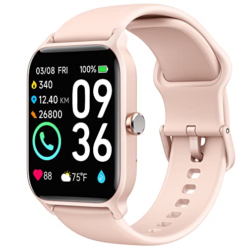 Smartwatch Damen mit Telefonfunktion, 1.8" Fitnessuhr Damen mit Alexa integriertem Pulsmesser/Schlaf/SpO2, Schrittzähler Uhr Damen mit IP68 wasserdicht,100+ Sportmodi, kompatibel mit Android & IOS von Woneligo