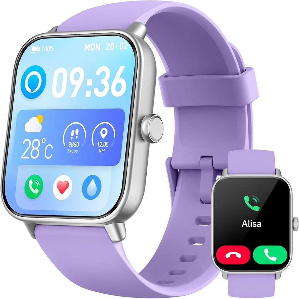 Woneligo Herren's und Damen's Telefonfunktion IP68 Wasserdicht Fitness-Tracker Smartwatch (4,57 cm/1,8 Zoll, Android/iOS), mit Herzfrequenz, SpO2, Schlaf Monitor, 100+ Sportmodi Schrittzähler von Woneligo