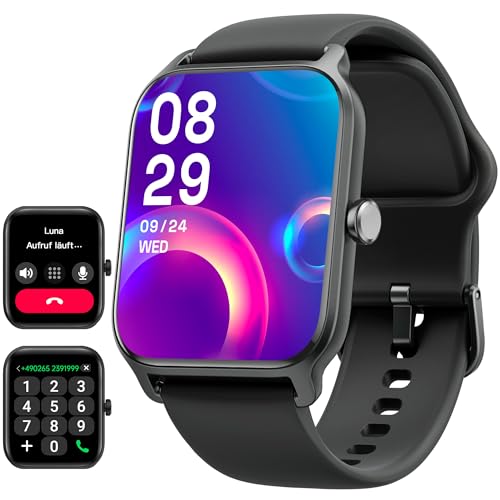 Woneligo Smartwatch Herren mit Telefonfunktion, 1.8" Fitnessuhr Herren mit Alexa integriertem Pulsmesser/Schlaf/SpO2, Smart Watch mit IP68 wasserdicht, 100+ Sportmodi, kompatibel mit Android & IOS von Woneligo