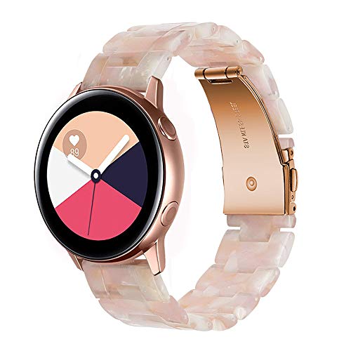 Wongeto Ersatz-Armband für Samsung Galaxy Watch (46 mm) Bänder/Gear S3 Frontier/Classic Bands – 22 mm Fashion Harz Armband mit Metallschnalle aus Edelstahl (Tortoise), Pink 20 mm von Wongeto