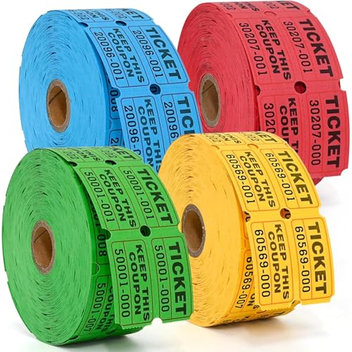 Wonninek 4 Rolle Double Raffle Tickets 4000 Stück Nummerierte Tombola-Tickets Rolle für Party-Event, Preisbelohnung, Spendenaktion, Karneval Wonninek 4 Rolle Double Raffle Tickets 4000 Stück Nummerierte Tombola-Tickets Rolle für Party-Event, Preisbelohnung, Spendenaktion, Karneval von Wonninek