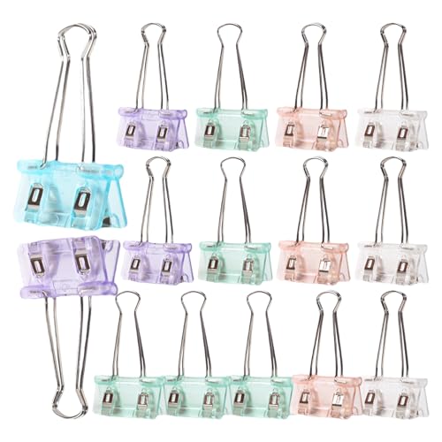 Wonsfuleu Binder Clip Set, niedliche Binderclips,Transparente Faltbindemittel -Clips -Papierklemmen - Falten-Kee-resistente tragbare Büros für Zuhause, Schule, Arbeit, Studium, Klassenzimmer von Wonsfuleu