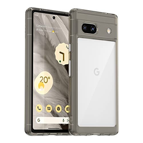 Wonsoso Crystal Clear Hülle Kompatibel mit Google Pixel 7A Hülle, [Anti-Gelb] [Kratzfest] [Stoßfestigkeit], Hartplastik Rückseite, Weich Silikon Bumper Case Transparent Handyhülle - Grau Rand von Wonsoso
