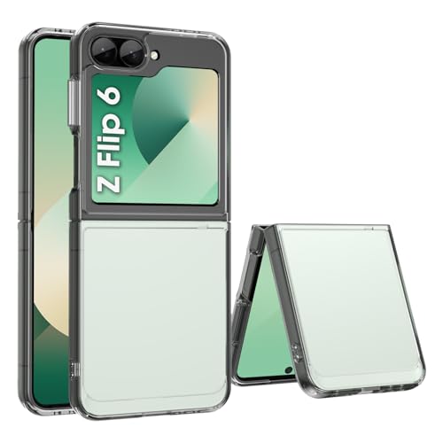Wonsoso Crystal Clear Hülle Kompatibel mit Samsung Galaxy Z Flip 6 Hülle, [Kratzfest] [Stoßfestigkeit] [Anti-Gelb], PC Hartplastik Rückseite, TPU Weich Silikon Bumper Case Transparent Handyhülle von Wonsoso