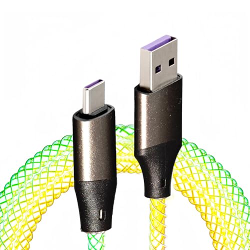 Wonvify USB-C Kabel, 100 cm, RGB hell, 66 W, Gehäuse aus Zinklegierung, helles USB-Kabel für Datenübertragung und Aufladung, für alle Geräte des Typs C von Wonvify