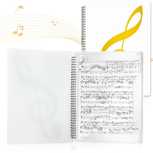 A4 Notenmappem, Music Sheet Chormappe 40 Seiten Notenordner, Wasserdicht Kunststoff Music Folder Notenmappe für Notenblätter für Notenblätter Klavier Gitarre Violine (Weiß) von Wonwood_direct