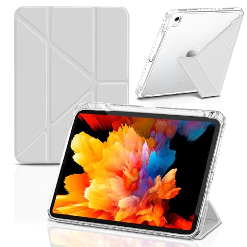 Wonzir Schutzhülle für iPad (A16) 11. Generation 2025 mit Stifthalter, mit transparenter Rückseite, iPad 10. Generation 10,9 Zoll 2022, automatische Sleep/Wake-Abdeckung, mehrere Standwinkel, Grau von Wonzir