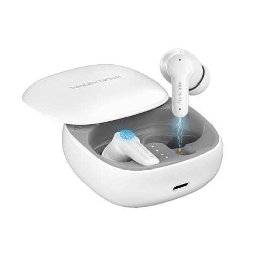 Ai Kopfhörer Übersetzer, Kopfhörer Übersetzer Echtzeit mit 144 Sprachen & Akzente, 3-in-1 Smart Bluetooth Kopfhörer Ideal für Reisen Business Learning (Weiße) von Wooask