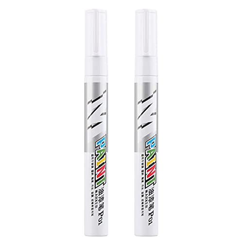 Wooauto Permanentmarker,2St Acrylmarker Wasserfest Stifte Schnelltrocknend Graffiti Stift Marker 2mm Spitze, Schnell Trocknend Wasser- und Wischfest- für Karton Kunststoff Holz Metall Glas,Weiss von Wooauto