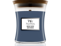 WoodWick Indigo Suede - scented candle with wooden wick and lid glass medium 275 g von WoodWick
