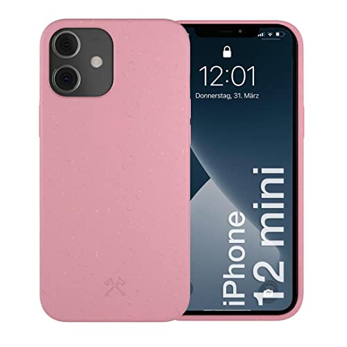 Woodcessories - Antibakterielle Bio Hülle kompatibel mit iPhone 12 Mini Hülle pink - Plastikfrei, nachhaltig aus pflanzlichen Materialien von Woodcessories