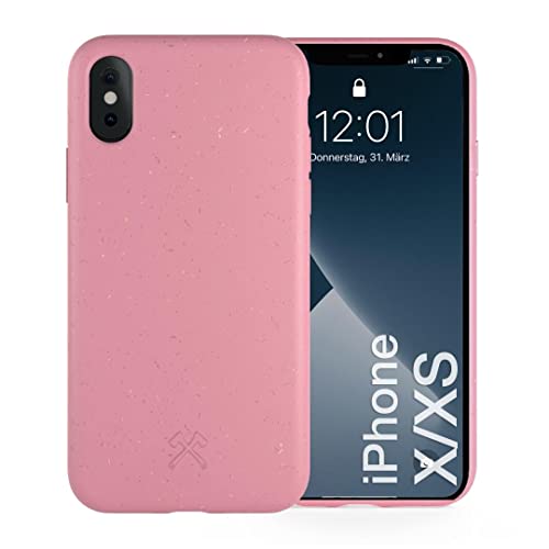 Woodcessories - Antibakterielle Bio Hülle kompatibel mit iPhone XS Hülle pink, iPhone X Hülle pink - Plastikfrei, nachhaltig aus pflanzlichen Materialien von Woodcessories