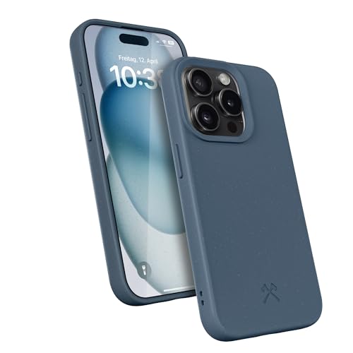 Woodcessories - Bio Case, Handyhülle kompatibel mit iPhone 15 Pro Hülle Navy blau - Nachhaltig aus Pflanzen von Woodcessories