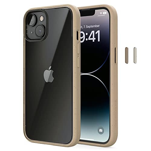 Woodcessories - Bio Clear Case transparent kompatibel mit iPhone 14 Hülle durchsichtig, iPhone 13 Hülle, beige, Nachhaltig von Woodcessories