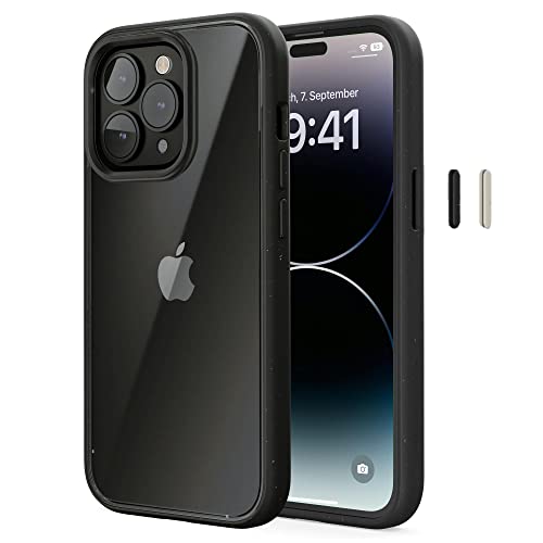 Woodcessories - Bio Clear Case transparent kompatibel mit iPhone 14 Pro Hülle durchsichtig, schwarz, Nachhaltig von Woodcessories