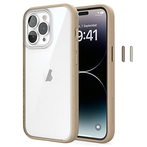 Woodcessories - Bio Clear Case transparent kompatibel mit iPhone 14 Pro Max Hülle durchsichtig, beige, Nachhaltig von Woodcessories