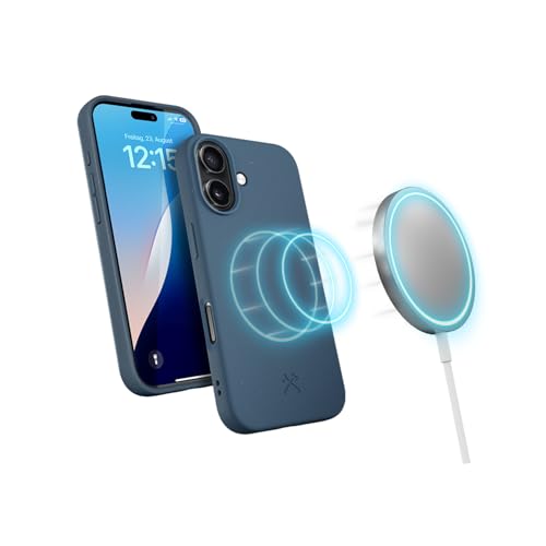 Woodcessories - BioCase, Magnetische Handyhülle für iPhone 16 kompatibel mit MagSafe, Hülle mit Magnet Navy blau - Nachhaltig aus Pflanzen von Woodcessories