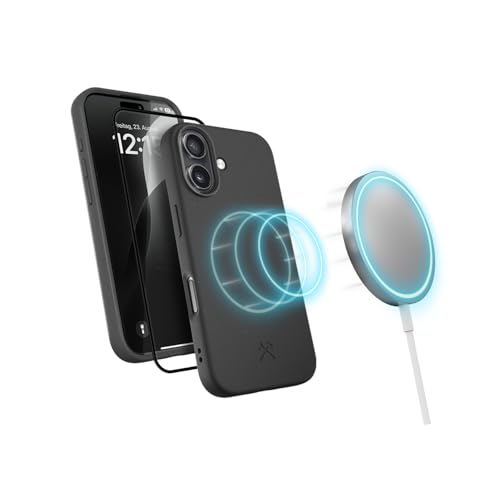 Woodcessories - BioCase, Magnetische Handyhülle für iPhone 16 kompatibel mit MagSafe mit 3D Schutzglas, Hülle mit Magnet schwarz - Nachhaltig aus Pflanzen Woodcessories - BioCase, Magnetische Handyhülle für iPhone 16 kompatibel mit MagSafe mit 3D Schutzglas, Hülle mit Magnet schwarz - Nachhaltig aus Pflanzen von Woodcessories