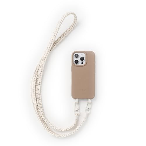 Woodcessories - Change Case, Nachhaltige Handykette abnehmbar für iPhone 16 Pro Hülle mit zusätzlicher Kordel - Crossbody Case Taupe + Weiß Woodcessories - Change Case, Nachhaltige Handykette abnehmbar für iPhone 16 Pro Hülle mit zusätzlicher Kordel - Crossbody Case Taupe + Weiß von Woodcessories