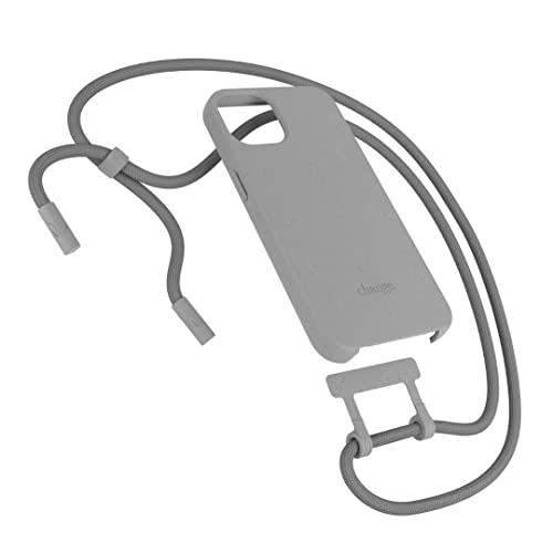 Woodcessories - Change Case, Nachhaltige Handykette abnehmbar kompatibel mit iPhone 14 Hülle mit Band grau - biologisch abbaubar von Woodcessories