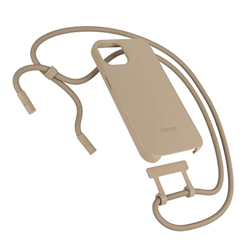 Woodcessories - Change Case, Nachhaltige Handykette abnehmbar kompatibel mit iPhone 14 Plus Hülle mit Band beige - biologisch abbaubar von Woodcessories