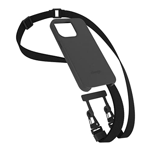 Woodcessories - Change Case, Nachhaltige Handykette abnehmbar kompatibel mit iPhone 14 Pro Max Hülle mit breitem Gurt schwarz, Wechsel Band aus Oeko-TEX Stoff (schwarz) von Woodcessories