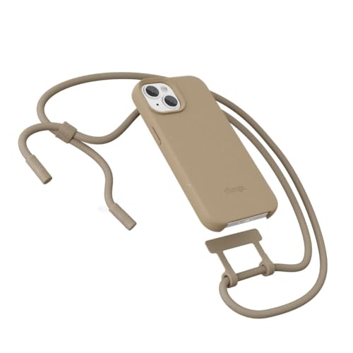 Woodcessories - Change Case, Nachhaltige Handykette abnehmbar kompatibel mit iPhone 15 Plus Hülle mit Band Taupe - biologisch abbaubar von Woodcessories