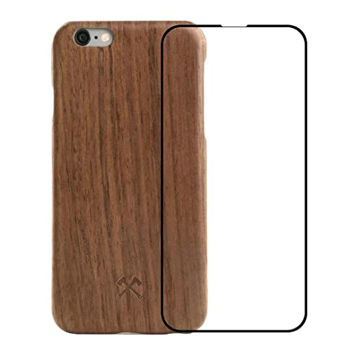 Woodcessories - Handyhülle kompatibel mit iPhone SE Hülle Holz mit Schutzglas, iPhone 8, iPhone 7 Echtholz - EcoSlim Case Walnuss von Woodcessories
