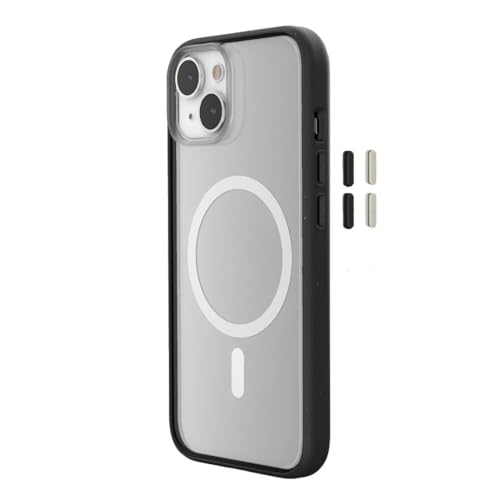 Woodcessories - iPhone 15 Clear Case mit MagSafe | Transparente Handyhülle mit Kameraschutz | Anti Yellowing, Anti Kratzschutz, Dünn, Schwarz Klar, | DIY Knöpfe von Woodcessories
