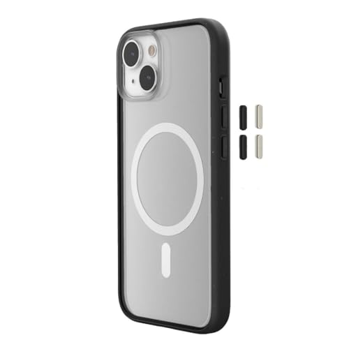 Woodcessories - Magnetisches Bio Clear Case transparent für iPhone 15 Plus kompatibel mit MagSafe, Hülle durchsichtig mit Magnet, schwarz klar, Nachhaltig von Woodcessories