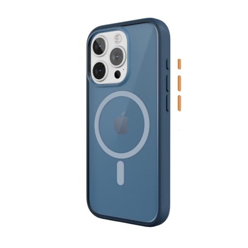 Woodcessories - Magnetisches Bio Clear Case transparent für iPhone 15 Pro kompatibel mit MagSafe, Hülle durchsichtig mit Magnet, blau, Nachhaltig von Woodcessories