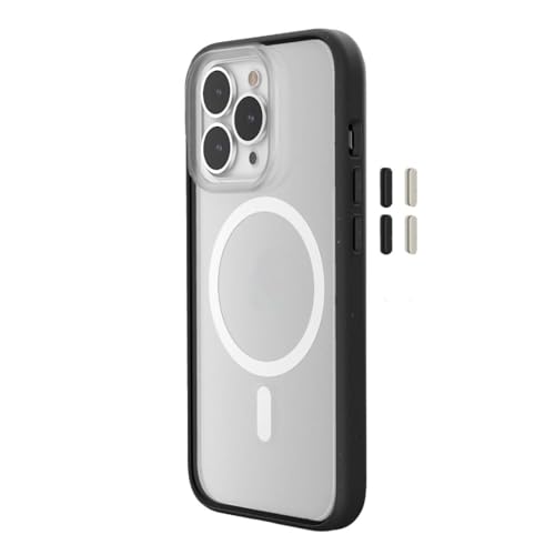Woodcessories - iPhone 15 Pro Clear Case mit MagSafe | Transparente Handyhülle mit Kameraschutz | Anti Yellowing, Anti Kratzschutz, Dünn, Schwarz Klar | DIY Knöpfe von Woodcessories