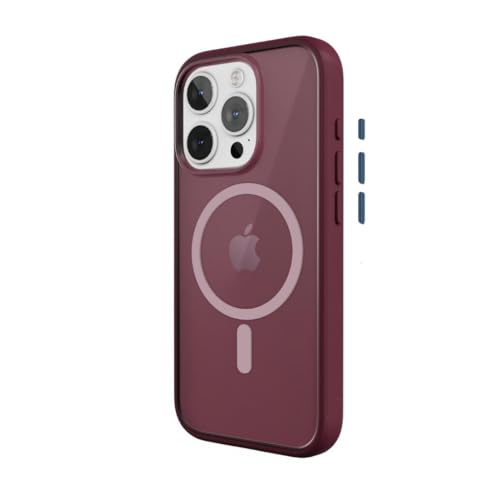 Woodcessories - Magnetisches Bio Clear Case transparent für iPhone 15 Pro kompatibel. Mit MagSafe, Hülle durchsichtig mit Magnet, rot, Nachhaltig von Woodcessories