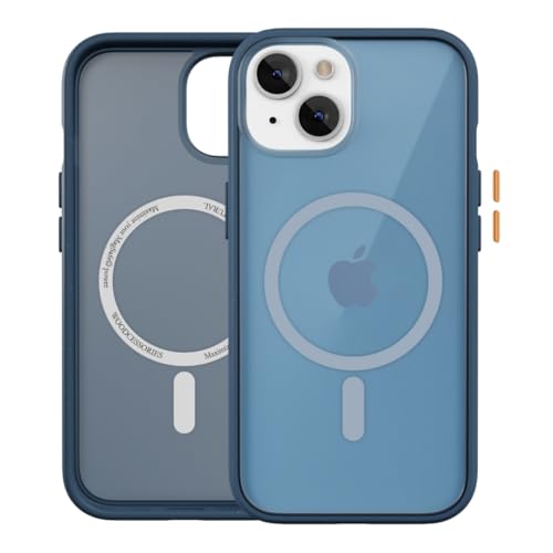Woodcessories - Magnetisches Bio Clear Case transparent für iPhone 15 kompatibel mit MagSafe, Hülle durchsichtig mit Magnet, blau, Nachhaltig von Woodcessories