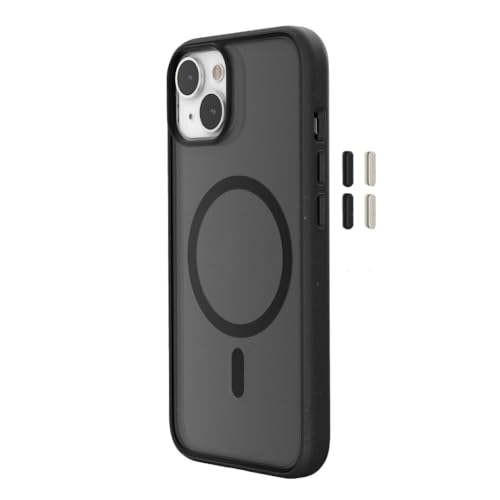 Woodcessories - Magnetisches Bio Clear Case transparent für iPhone 15 kompatibel mit MagSafe, Hülle durchsichtig mit Magnet, matt schwarz, Nachhaltig von Woodcessories