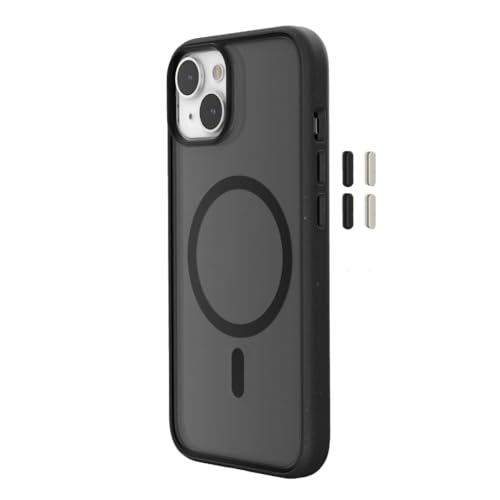 Woodcessories - iPhone 15 Clear Case mit MagSafe | Transparente Handyhülle mit Kameraschutz | Anti Yellowing, Anti Kratzschutz, Dünn, Matt Schwarz | DIY Knöpfe von Woodcessories