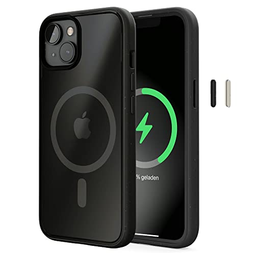 Woodcessories - iPhone 14, iPhone 13 Clear Case mit MagSafe | Transparente Handyhülle mit Kameraschutz | Anti Yellowing, Anti Kratzschutz, Dünn, Matt Schwarz | DIY Knöpfe Woodcessories - iPhone 14, iPhone 13 Clear Case mit MagSafe | Transparente Handyhülle mit Kameraschutz | Anti Yellowing, Anti Kratzschutz, Dünn, Matt Schwarz | DIY Knöpfe von Woodcessories
