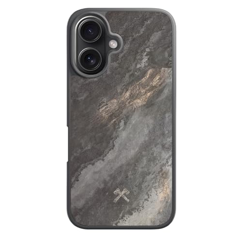 Woodcessories - Magnetisches Bumper Case für iPhone 16 kompatibel mit MagSafe, Hülle mit Magnet aus Stein, Camo Grau Woodcessories - Magnetisches Bumper Case für iPhone 16 kompatibel mit MagSafe, Hülle mit Magnet aus Stein, Camo Grau von Woodcessories