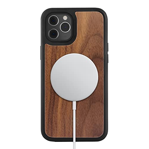 Woodcessories - Magnetisches Bumper Case kompatibel mit iPhone 12 Pro Max Hülle mit Magnet aus Holz, Walnuss von Woodcessories