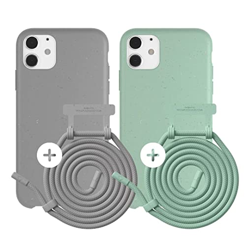 Woodcessories - Nachhaltige Handykette abnehmbar, 2er Pack kompatibel mit iPhone 11 Hülle mit Band, iPhone XR Hülle mit Band Grau & Mint - biologisch abbaubar Woodcessories - Nachhaltige Handykette abnehmbar, 2er Pack kompatibel mit iPhone 11 Hülle mit Band, iPhone XR Hülle mit Band Grau & Mint - biologisch abbaubar von Woodcessories
